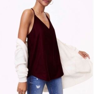 Loft Burgundy/red velvet tank top with lining